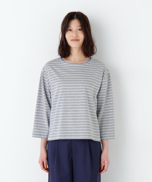 human woman(ヒューマンウーマン)の「◆【定番】ハイゲージボーダーカットソー(Tシャツ/カットソー・レディース・ダークインディゴブルー/チャコールグレー・MEDIUM)」の8枚目の写真