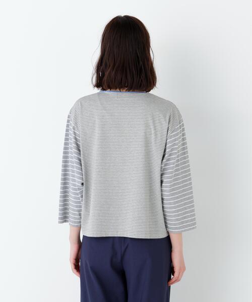 human woman(ヒューマンウーマン)の「◆【定番】ハイゲージボーダーカットソー(Tシャツ/カットソー・レディース・ダークインディゴブルー/チャコールグレー・MEDIUM)」の9枚目の写真