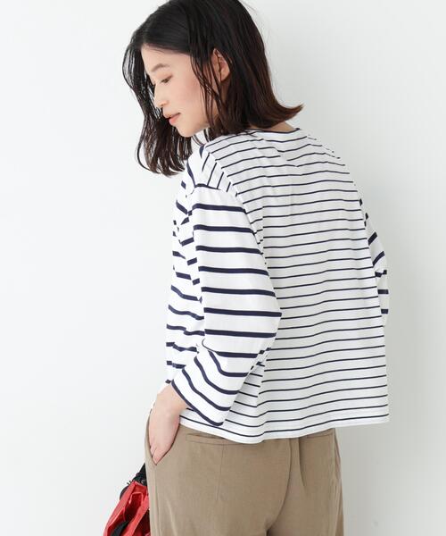 human woman(ヒューマンウーマン)の「◆【定番】ハイゲージボーダーカットソー(Tシャツ/カットソー・レディース・ダークインディゴブルー/チャコールグレー・MEDIUM)」の13枚目の写真