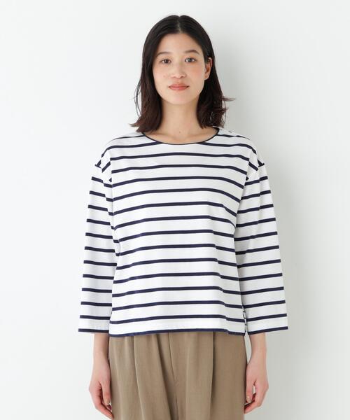human woman(ヒューマンウーマン)の「◆【定番】ハイゲージボーダーカットソー(Tシャツ/カットソー・レディース・ダークインディゴブルー/チャコールグレー・MEDIUM)」の15枚目の写真