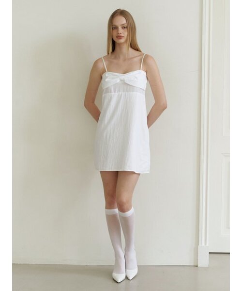 KINDABABY（カインダベイビー）の「romance ribbon dress - white（ワンピース・レディース・ホワイト・FREE）」の2枚目の写真