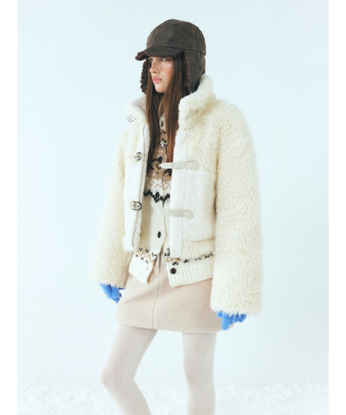 ETMON(エトモン)の「Mixed Shearling Mustang Coat,Ivory(ムートンコート・レディース・その他・FREE)」の1枚目の写真