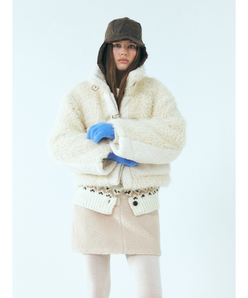ETMON(エトモン)の「Mixed Shearling Mustang Coat,Ivory(ムートンコート・レディース・その他・FREE)」の3枚目の写真