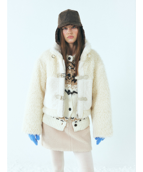 ETMON(エトモン)の「Mixed Shearling Mustang Coat,Ivory(ムートンコート・レディース・その他・FREE)」の4枚目の写真