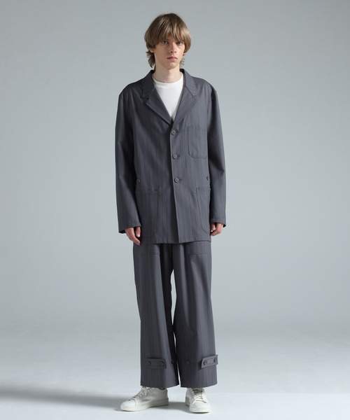 Y-3（ワイスリー）の「Y-3 PINSTRIPE REFINED WOOL CHORE COAT（テーラードジャケット・メンズ・グレー・MEDIUM/SMALL/X-SMALL）」の4枚目の写真