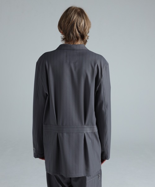 Y-3（ワイスリー）の「Y-3 PINSTRIPE REFINED WOOL CHORE COAT（テーラードジャケット・メンズ・グレー・MEDIUM/SMALL/X-SMALL）」の3枚目の写真