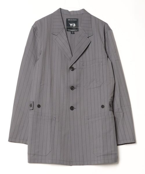 Y-3（ワイスリー）の「Y-3 PINSTRIPE REFINED WOOL CHORE COAT（テーラードジャケット・メンズ・グレー・MEDIUM/SMALL/X-SMALL）」の5枚目の写真
