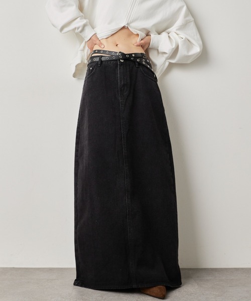 HANNE(アン)の「デニムロングスカート(デニムスカート・レディース・ブルー/ブラック・S/M)」の2枚目の写真