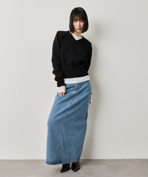 HANNE(アン)の「デニムロングスカート(デニムスカート・レディース・ブルー/ブラック・S/M)」の4枚目の写真