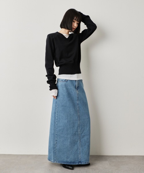 HANNE(アン)の「デニムロングスカート(デニムスカート・レディース・ブルー/ブラック・S/M)」の3枚目の写真