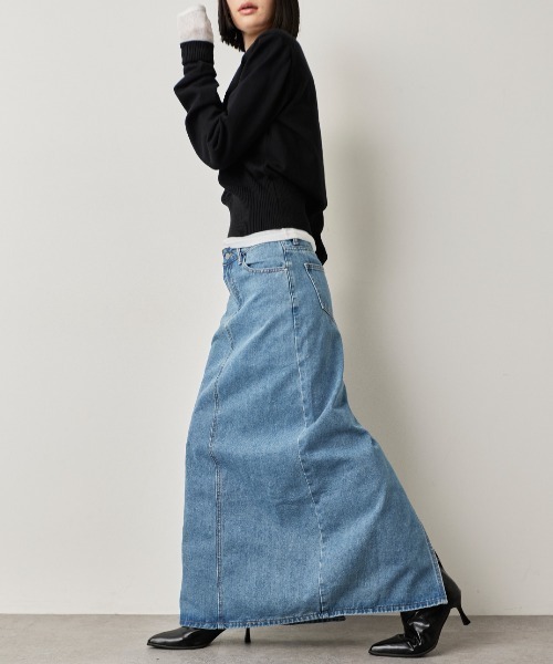 HANNE(アン)の「デニムロングスカート(デニムスカート・レディース・ブルー/ブラック・S/M)」の9枚目の写真