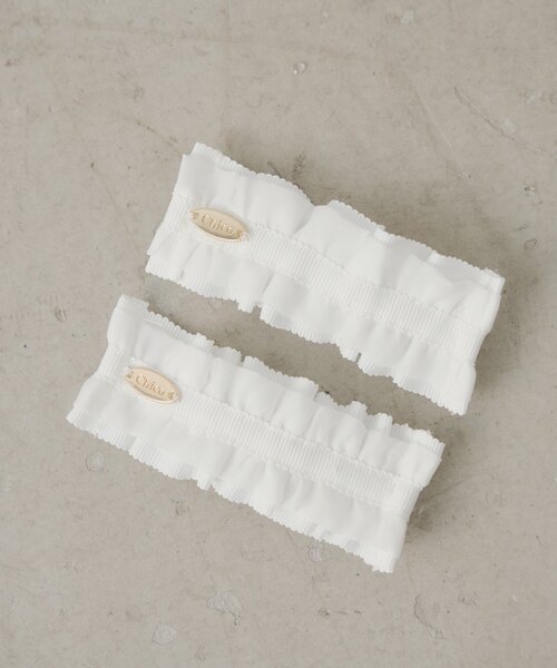 Chico（チコ）の「ギャザーフリルバレッタセット（バレッタ/ヘアクリップ・レディース・ブラック/アイボリー・FREE）」の2枚目の写真