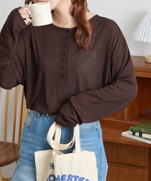 MONO-MART（モノマート）の「【anyway.シリーズ】フローティ シアー ヘンリーネック 2WAYトップス <スマートウォッシュ>（Tシャツ/カットソー）」