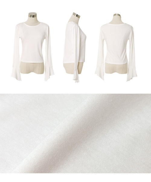 Petitle（プチレ）の「[ 低身長向けサイズ ] フレアスリーブTシャツ（Tシャツ/カットソー・レディース・オフホワイト/ピンク/ブラック・PM）」の19枚目の写真