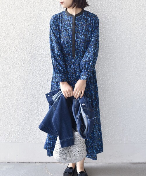 SHIPS Colors（シップス カラーズ）の「SHIPS Colors:〈手洗い可能〉MULHOUSE フラワー プリント ワンピース◇（ワンピース・レディース・ブラック/ブルー・ONE SIZE）」の13枚目の写真