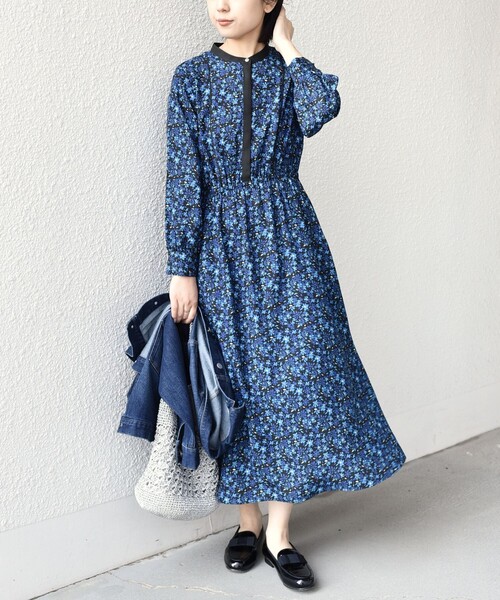 SHIPS Colors（シップス カラーズ）の「SHIPS Colors:〈手洗い可能〉MULHOUSE フラワー プリント ワンピース◇（ワンピース・レディース・ブラック/ブルー・ONE SIZE）」の15枚目の写真