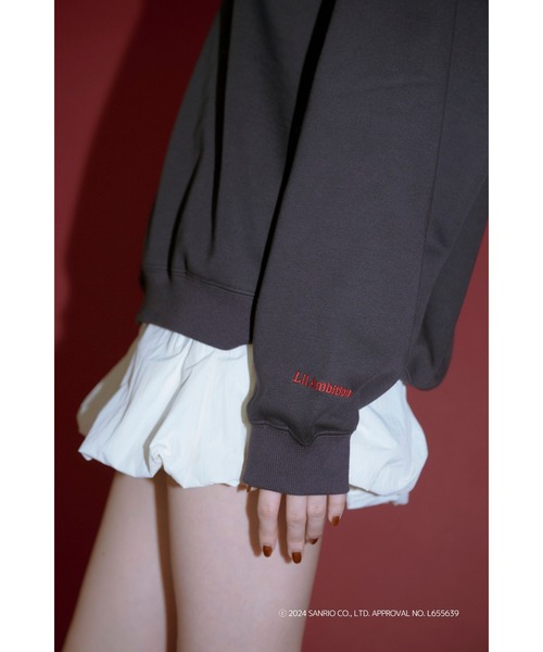 Lil Ambition(リルアンビション)の「HELLO KITTY×Lil Ambition Wappen Sweat ワッペンスウェット ハローキティコラボ(スウェット・レディース・ネイビー/グレー・フリー)」の8枚目の写真