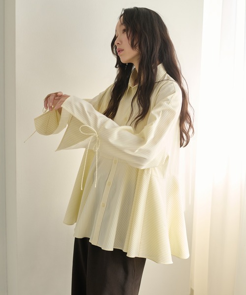 apres jour clair(アプレジュールクレア)の「【apres jour clair】ペプラムチュニックシャツ(シャツ/ブラウス・レディース・ブルー/ベージュ/アイボリー・X-LARGE/フリー)」の17枚目の写真