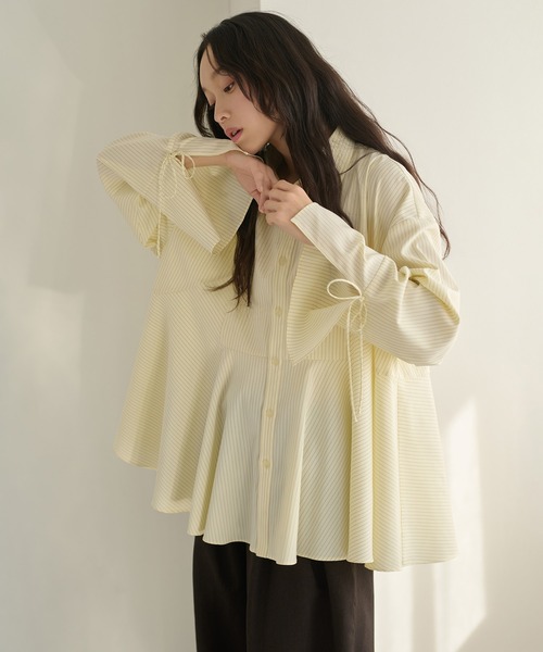 apres jour clair(アプレジュールクレア)の「【apres jour clair】ペプラムチュニックシャツ(シャツ/ブラウス・レディース・ブルー/ベージュ/アイボリー・X-LARGE/フリー)」の16枚目の写真