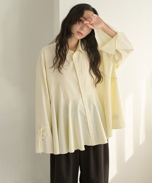 apres jour clair(アプレジュールクレア)の「【apres jour clair】ペプラムチュニックシャツ(シャツ/ブラウス・レディース・ブルー/ベージュ/アイボリー・X-LARGE/フリー)」の18枚目の写真