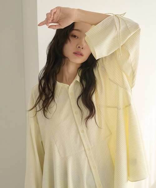 apres jour clair(アプレジュールクレア)の「【apres jour clair】ペプラムチュニックシャツ(シャツ/ブラウス・レディース・ブルー/ベージュ/アイボリー・X-LARGE/フリー)」の19枚目の写真