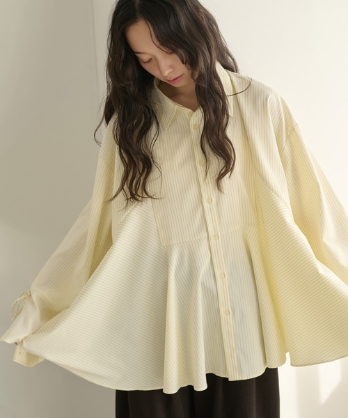 apres jour clair(アプレジュールクレア)の「【apres jour clair】ペプラムチュニックシャツ(シャツ/ブラウス・レディース・ブルー/ベージュ/アイボリー・X-LARGE/フリー)」の15枚目の写真