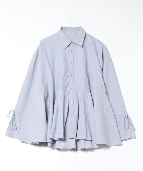 apres jour clair(アプレジュールクレア)の「【apres jour clair】ペプラムチュニックシャツ(シャツ/ブラウス・レディース・ブルー/ベージュ/アイボリー・X-LARGE/フリー)」の9枚目の写真