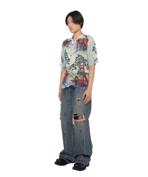 DAIRIKU(ダイリク)の「Japanese Pattern Aloha Transfer Print Polo Knit(シャツ/ブラウス・メンズ・グリーン/レッド・L/M)」の4枚目の写真