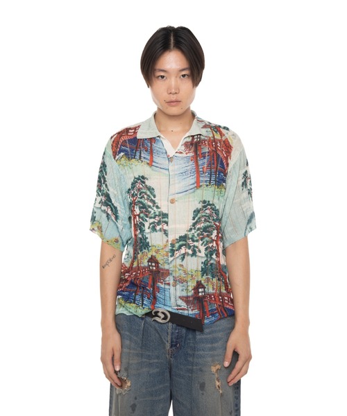 DAIRIKU(ダイリク)の「Japanese Pattern Aloha Transfer Print Polo Knit(シャツ/ブラウス・メンズ・グリーン/レッド・L/M)」の5枚目の写真