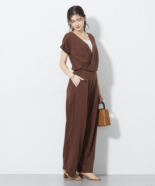 slattgir（スラットジール）の「高身長　バイメタル天竺カシュクールオールインワン（吸汗速乾・UVカット・接触冷感）（トールサイズ）（つなぎ/オールインワン・レディース・ブラック/ブラウン・T3L/TM/TLL/TL/T5L/T4L）」の10枚目の写真