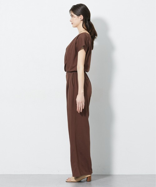 slattgir（スラットジール）の「高身長　バイメタル天竺カシュクールオールインワン（吸汗速乾・UVカット・接触冷感）（トールサイズ）（つなぎ/オールインワン・レディース・ブラック/ブラウン・T3L/TM/TLL/TL/T5L/T4L）」の16枚目の写真