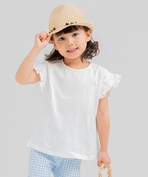 chil2 | 綿100％ 無地 肩フリルTシャツ(Tシャツ/カットソー)