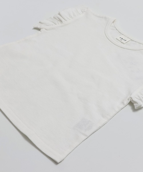 chil2（チルツー）の「綿100％ 無地 肩フリルTシャツ（Tシャツ/カットソー・キッズ・ブラック/ホワイト・80ｃｍ/90cm/100cm/110cm/120cm/130cm/140cm/150cm/160cm）」の9枚目の写真
