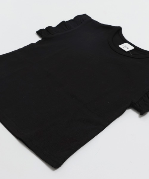 chil2（チルツー）の「綿100％ 無地 肩フリルTシャツ（Tシャツ/カットソー・キッズ・ブラック/ホワイト・80ｃｍ/90cm/100cm/110cm/120cm/130cm/140cm/150cm/160cm）」の11枚目の写真