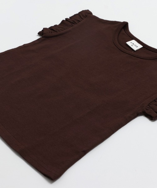 chil2（チルツー）の「綿100％ 無地 肩フリルTシャツ（Tシャツ/カットソー・キッズ・ブラック/ホワイト・80ｃｍ/90cm/100cm/110cm/120cm/130cm/140cm/150cm/160cm）」の13枚目の写真