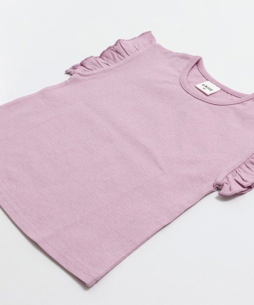 chil2（チルツー）の「綿100％ 無地 肩フリルTシャツ（Tシャツ/カットソー・キッズ・ブラック/ホワイト・80ｃｍ/90cm/100cm/110cm/120cm/130cm/140cm/150cm/160cm）」の15枚目の写真