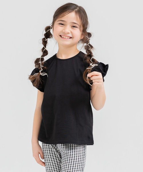 chil2（チルツー）の「綿100％ 無地 肩フリルTシャツ（Tシャツ/カットソー・キッズ・ブラック/ホワイト・80ｃｍ/90cm/100cm/110cm/120cm/130cm/140cm/150cm/160cm）」の22枚目の写真