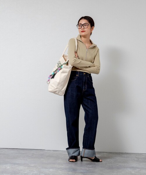 MAQWEL(マクウェル)の「【MAQWEL/マクウェル】COTTON RIBハーフジッププルオーバー(Tシャツ/カットソー・レディース・ベージュ/ブラック/グレー・FREE)」の18枚目の写真