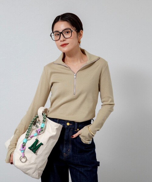 MAQWEL(マクウェル)の「【MAQWEL/マクウェル】COTTON RIBハーフジッププルオーバー(Tシャツ/カットソー・レディース・ベージュ/ブラック/グレー・FREE)」の22枚目の写真