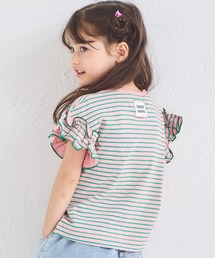 pairmanon（ペアマノン）の「【綿100%】ガールズ アソートフリル ボーダーTシャツ（Tシャツ/カットソー）」