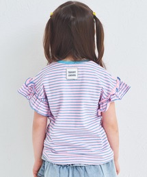 pairmanon（ペアマノン）の「【綿100%】ガールズ アソートフリル ボーダーTシャツ（Tシャツ/カットソー）」