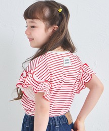 pairmanon（ペアマノン）の「【綿100%】ガールズ アソートフリル ボーダーTシャツ（Tシャツ/カットソー）」