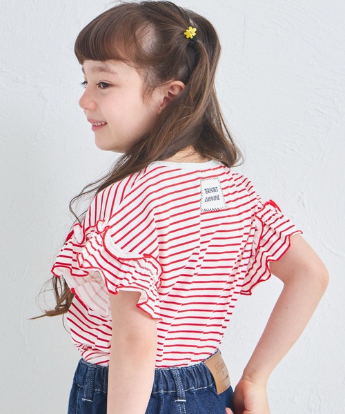 pairmanon(ペアマノン)の「【綿100%】ガールズ アソートフリル ボーダーTシャツ(Tシャツ/カットソー・キッズ・レッド系その他/グリーン系その他/ピンク系その他/パープル系その他/ピンク系その他2/ブルー系その他/ピンク系その他3・100/110/120/130/140/150/80/90)」の7枚目の写真
