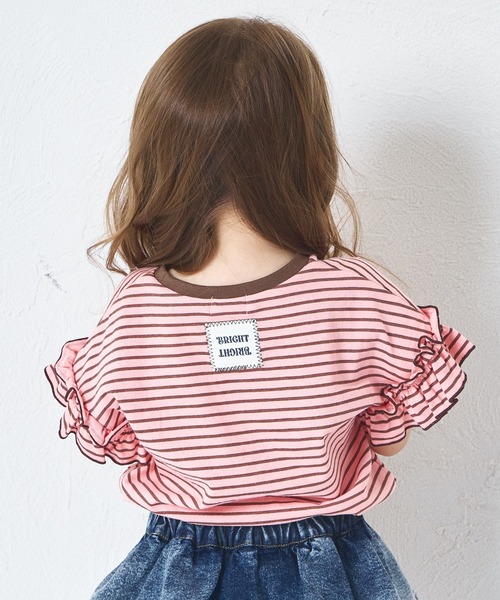 pairmanon(ペアマノン)の「【綿100%】ガールズ アソートフリル ボーダーTシャツ(Tシャツ/カットソー・キッズ・レッド系その他/グリーン系その他/ピンク系その他/パープル系その他/ピンク系その他2/ブルー系その他/ピンク系その他3・100/110/120/130/140/150/80/90)」の5枚目の写真