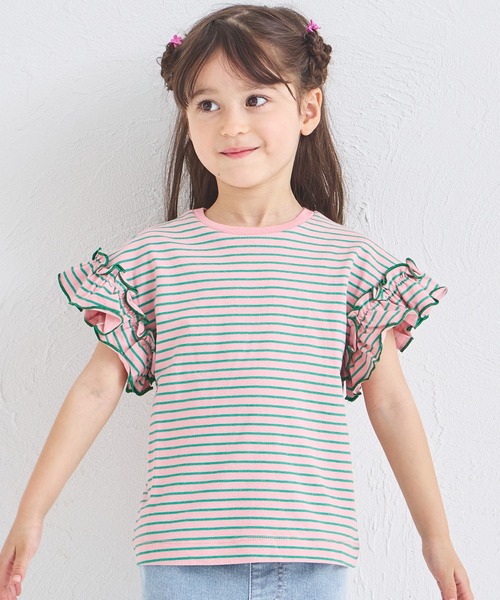 pairmanon(ペアマノン)の「【綿100%】ガールズ アソートフリル ボーダーTシャツ(Tシャツ/カットソー・キッズ・レッド系その他/グリーン系その他/ピンク系その他/パープル系その他/ピンク系その他2/ブルー系その他/ピンク系その他3・100/110/120/130/140/150/80/90)」の9枚目の写真