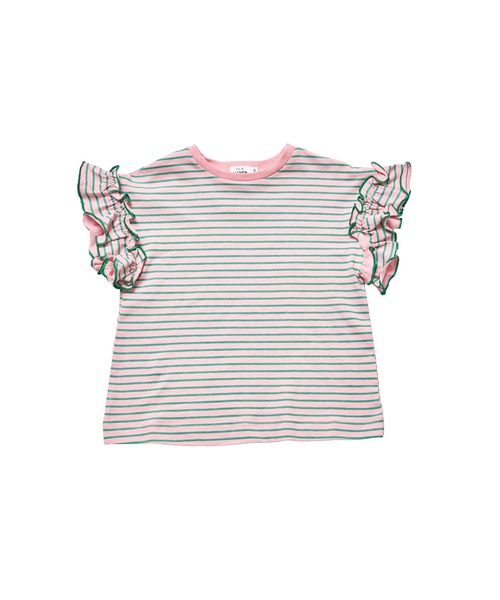 綿100%】ガールズ アソートフリル ボーダーTシャツ（Tシャツ