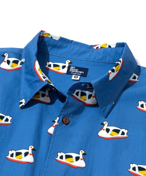 go slow caravan(ゴースローキャラバン)の「40/-ブロード 総柄プリント R/Gシャツ(シャツ/ブラウス・メンズ・アイボリー/ネイビー・SMALL/MEDIUM/LARGE/X-LARGE)」の3枚目の写真