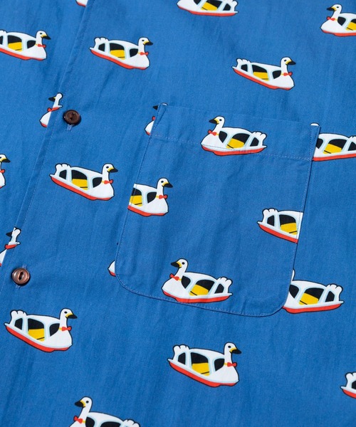 go slow caravan(ゴースローキャラバン)の「40/-ブロード 総柄プリント R/Gシャツ(シャツ/ブラウス・メンズ・アイボリー/ネイビー・SMALL/MEDIUM/LARGE/X-LARGE)」の4枚目の写真