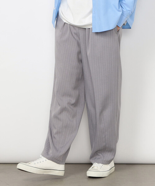 Purple&Yellow（パープルアンドイエロー）の「ストライプ ワイドテーパードパンツ（その他パンツ・メンズ・ブラック/グレー・X-SMALL/SMALL/MEDIUM/LARGE）」の7枚目の写真