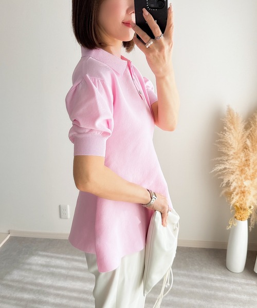 &. NOSTALGIA（アンドドットノスタルジア）の「【ZOZO限定】ペプラムポロニット（ニット/セーター・レディース・ホワイト/ライトピンク/ライトブルー/ブラック・M）」の21枚目の写真